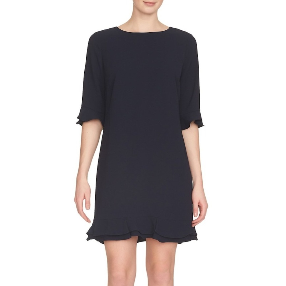 CeCe Kate Ruffle Hem Dress Navy Blue Size 4